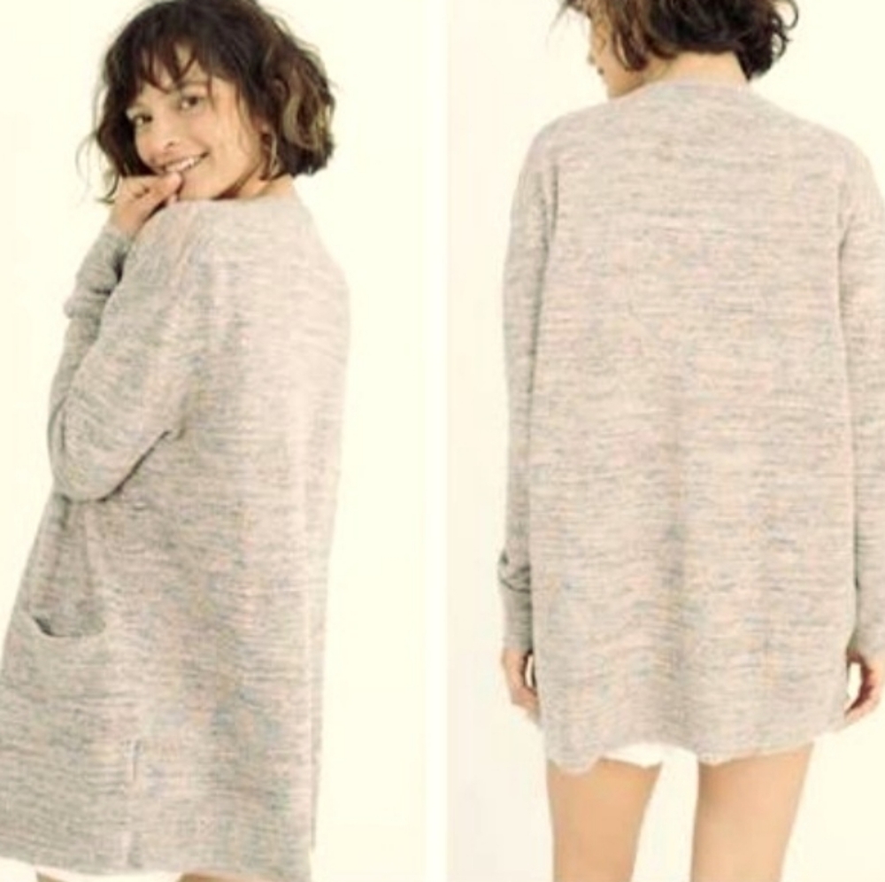Madewell Ryder Marled Tan White Cotton Blend Open Slouchy Cardigan Size 3X